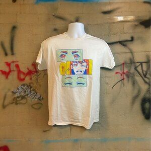 Gildan Unisex Graphic Tee White Medium Anime Manga Comic Panels Y2K Streetwear